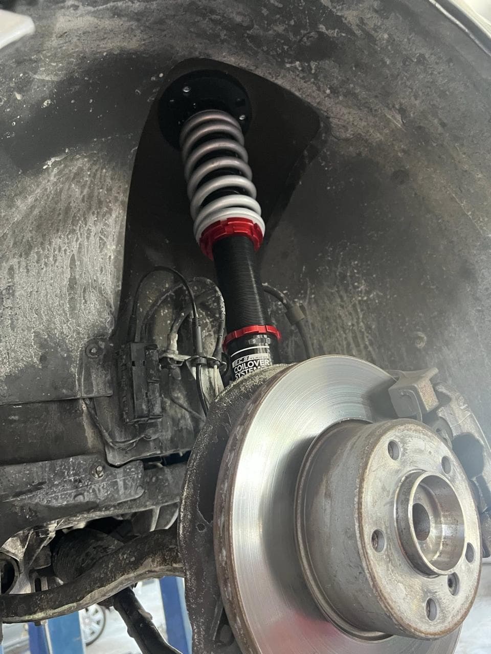 Coilover and brake rotor installation
